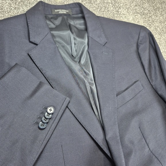 Banana Republic Hopsack Blazer Mens 42R Red Flexo Wool Navy Blue